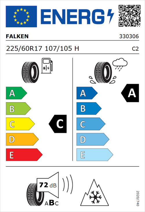Tyre Label for Falken Eurowinter VAN01 225/60R17 107/105H