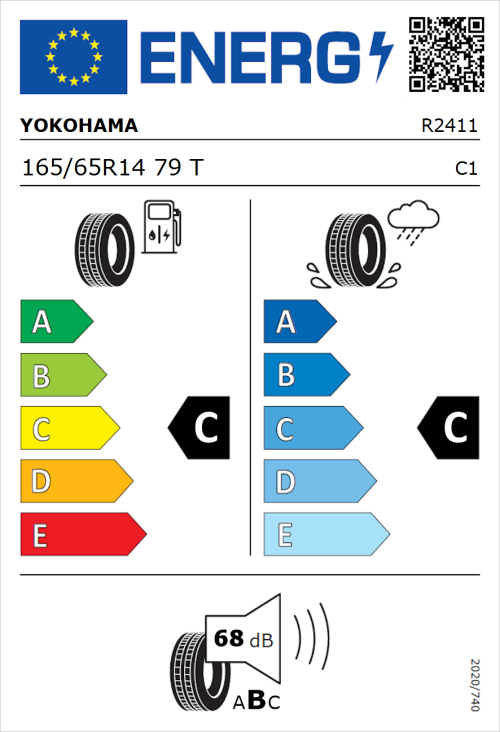 Tyre Label for Yokohama BluEarth-Es ES32 165/65R14 79T