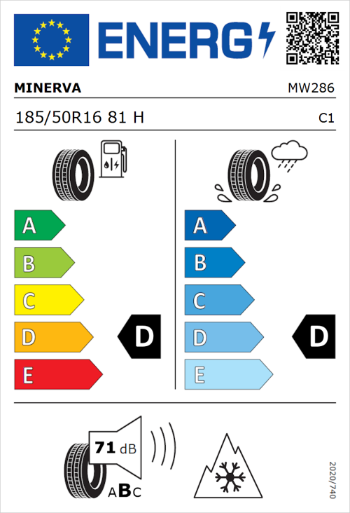 Tyre Label for Minerva S210 185/50R16 81H